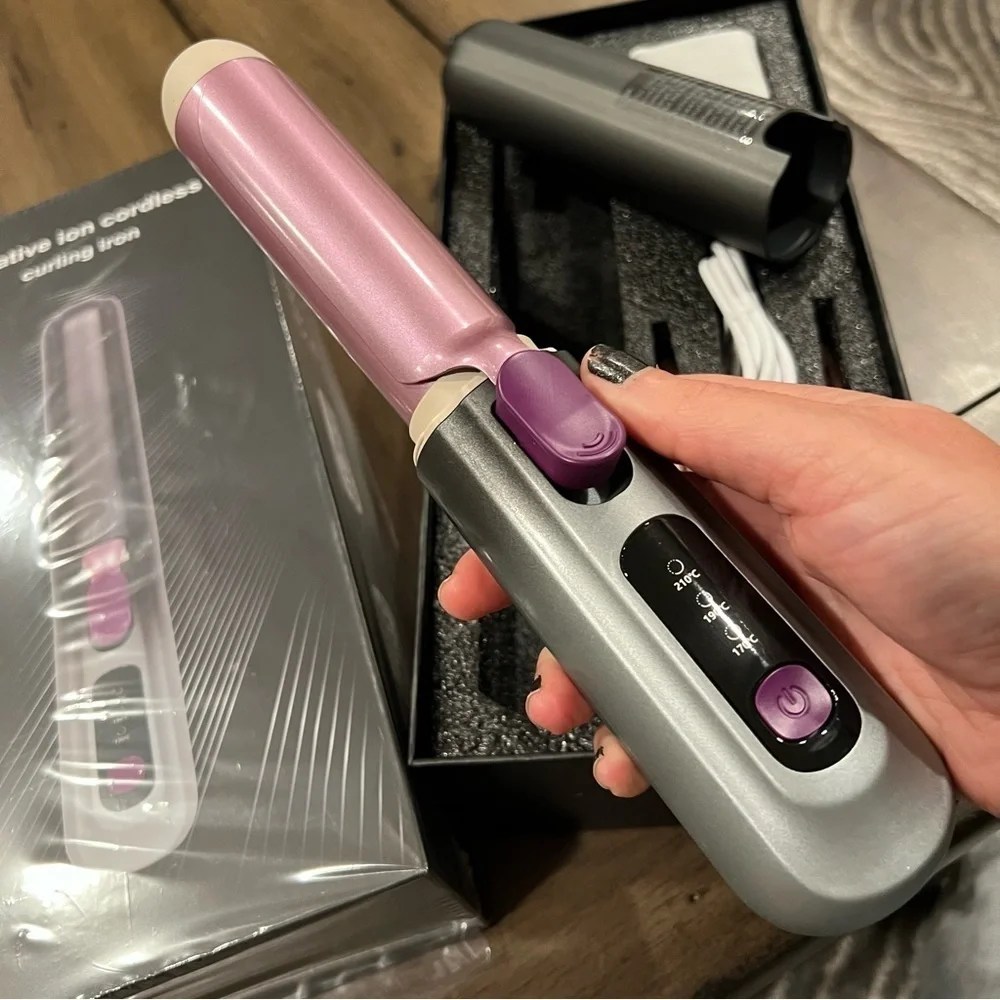 Cordless Curling Iron 1.33” Barrel Straightening Brush - Gray #MC1